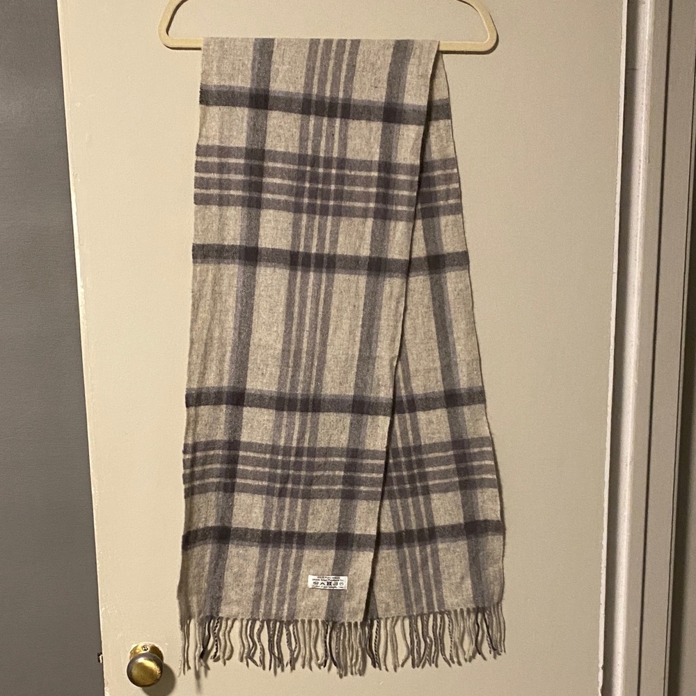 Urban Edge Wool Checkered Scarf with Fringe